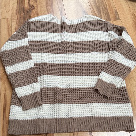 Pink Lily Brown and Cream Striped Sweater over sized - Picture 5 of 5